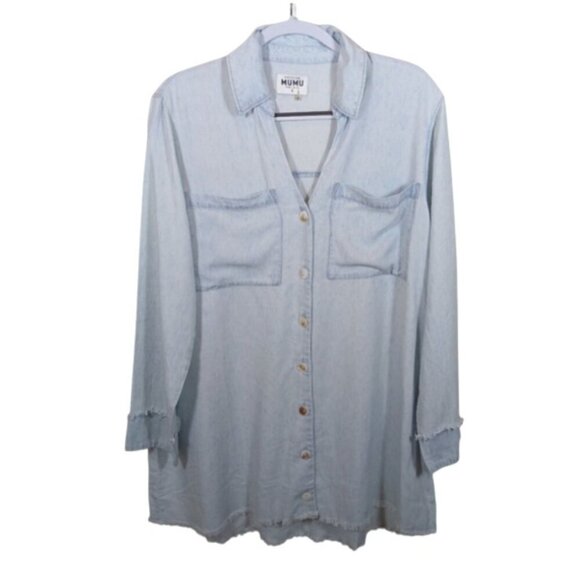 Show Me Your MuMu Wilmington Shirt Dress in light Chambray size Small - Picture 1 of 13